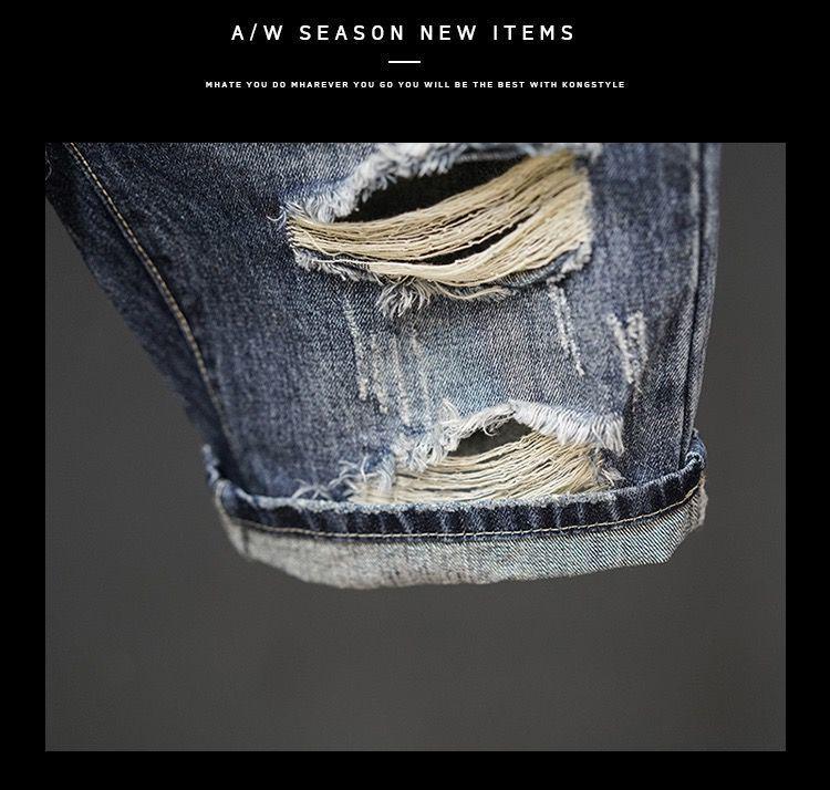 Men's Retro Japanese Style Ripped Denim Shorts - Summer Trend Straight Casual Mid-Length Pants