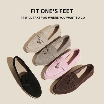 LP Women's Genuine Leather Tassel Loafers - Slip-On Flats, Plus Velvet, Large Sizes, Casual for Autumn & Winter