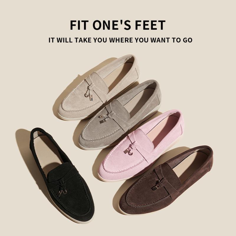Dámské mokasíny s třásněmi z pravé kůže LP - Nazouvací ploché boty, Plus samet, Velké velikosti, Neformální pro podzim a zimu