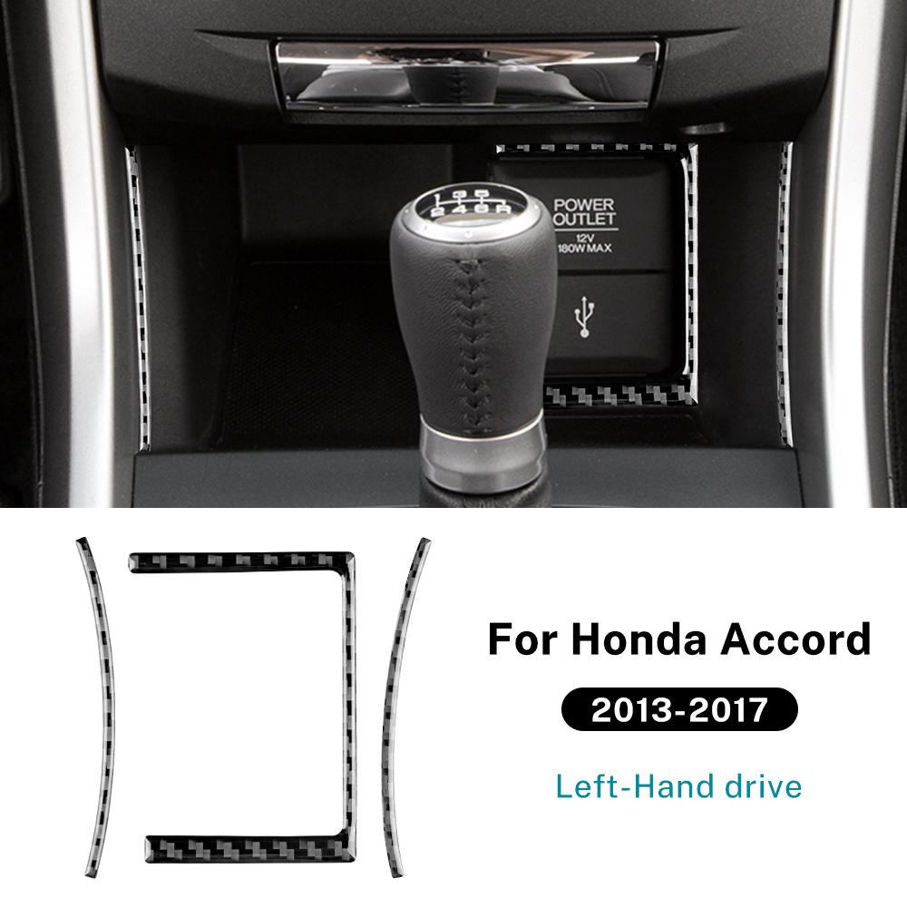 Real Soft Carbon Fiber Sticker For Honda Accord 2013 2014 2015 2016 2017 LHD Car AC Switch Frame Interior Trim Accessories