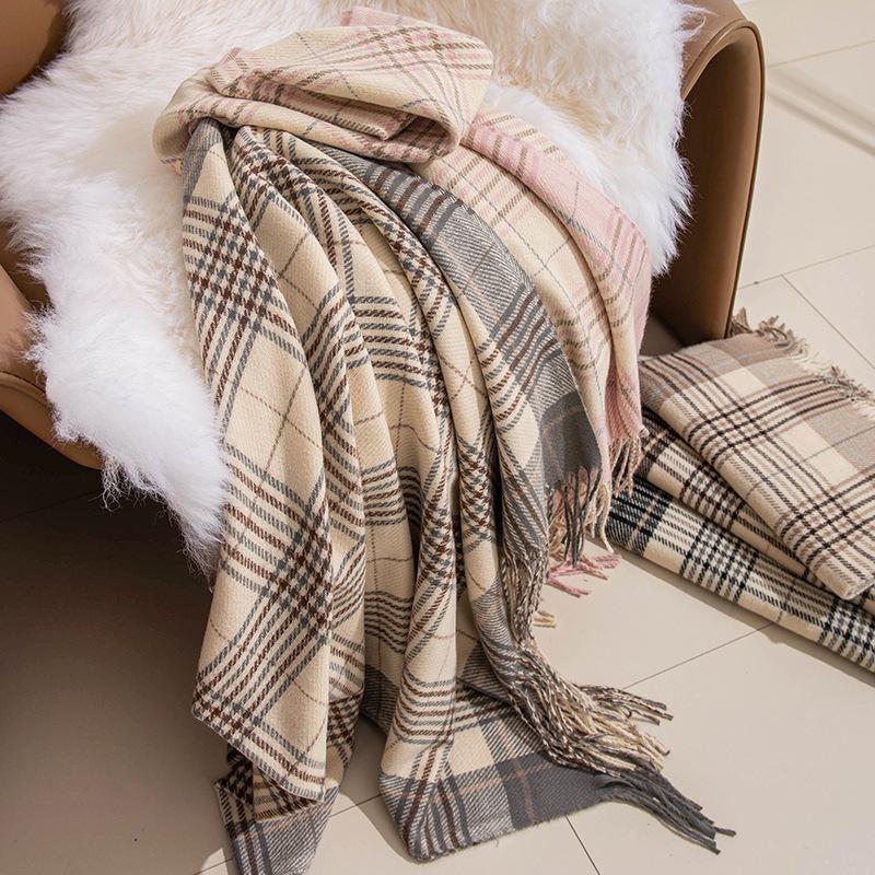 New Scarf for Women High End  Autumn and Winter  Korean Version  Versatile Plaid  Thickened  Student Couple  Imitation Cashmere Scarf