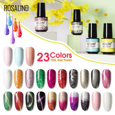 23 Colors ROSALIND 7ml Nail Gel Polish Soak Off Pure Color Nail Gel Bright For Nail Art Design LED/UV Lamp