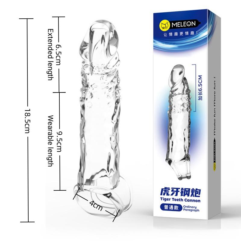 MELEON Penis Extension Sleeve Vibrator Extender Reusable Condoms Soft Delay Ejaculation Dick Sleeve Adult Sex Toys for Men