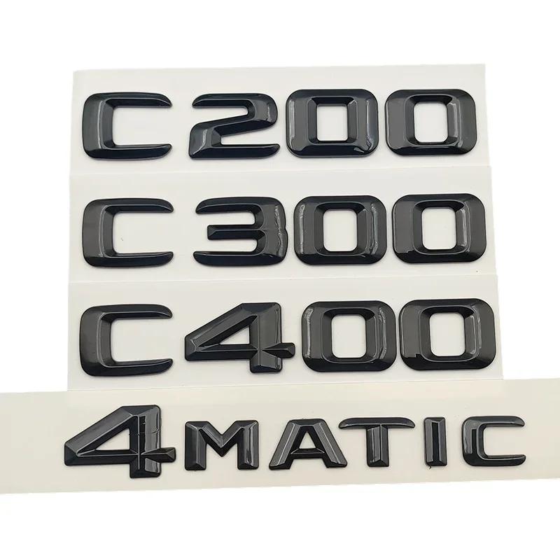 3d ABS Black Car Letters Trunk Badge Logo Sticker For Mercedes Benz C200 C300 C400 W205 W204 4MATIC Emblem C CLASS Accessories BX5