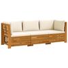 Outdoor Sofa Set with Cushions 3 Piece Brown Solid Acacia Wood