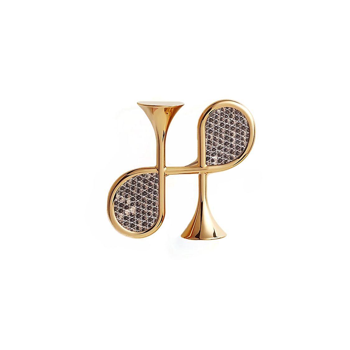 Hermes Horn Logo Brooch Couple Style Unisex brooch Gold H500097FC1B F,Gold