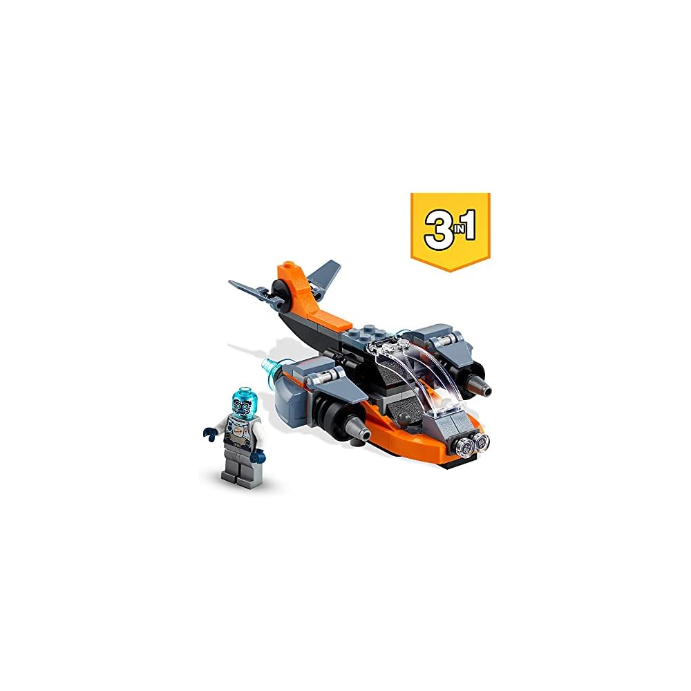 LEGO Creator Cyber Drone 31111 Building Toy for Kids Ages 6 and Up, Airplane Block Set