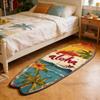 Surfbrett-förmiger Läuferteppich Vintage Aloha Hawaii Palme Hibiskus Meeresmotiv Weiche rutschfeste Fußmatte Für Schlafzimmer Nachttisch