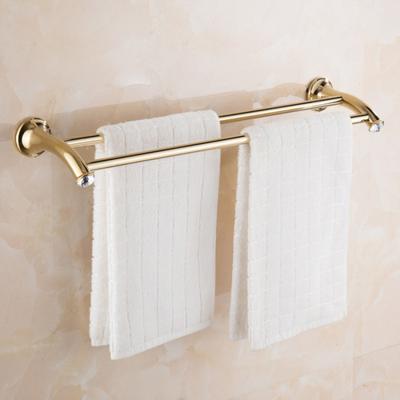 Acessório de Banheiro em Aço Inoxidável com Acabamento Dourado Barra Dupla para Toalhas Porta-Toalhas