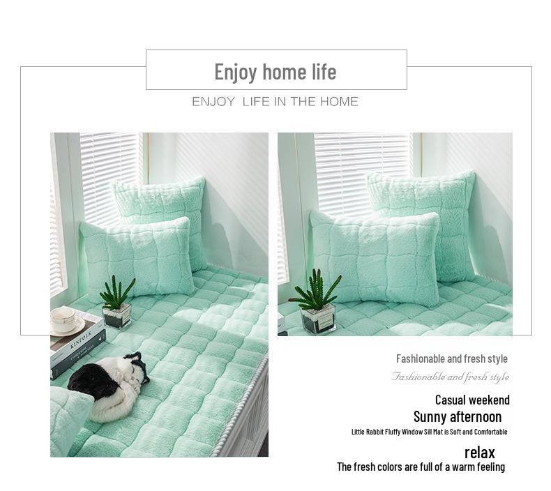 Yilanmeitu Plush Window Sill Cushion - Thick, Machine-Washable Tatami Mat for Bedroom & Balcony.