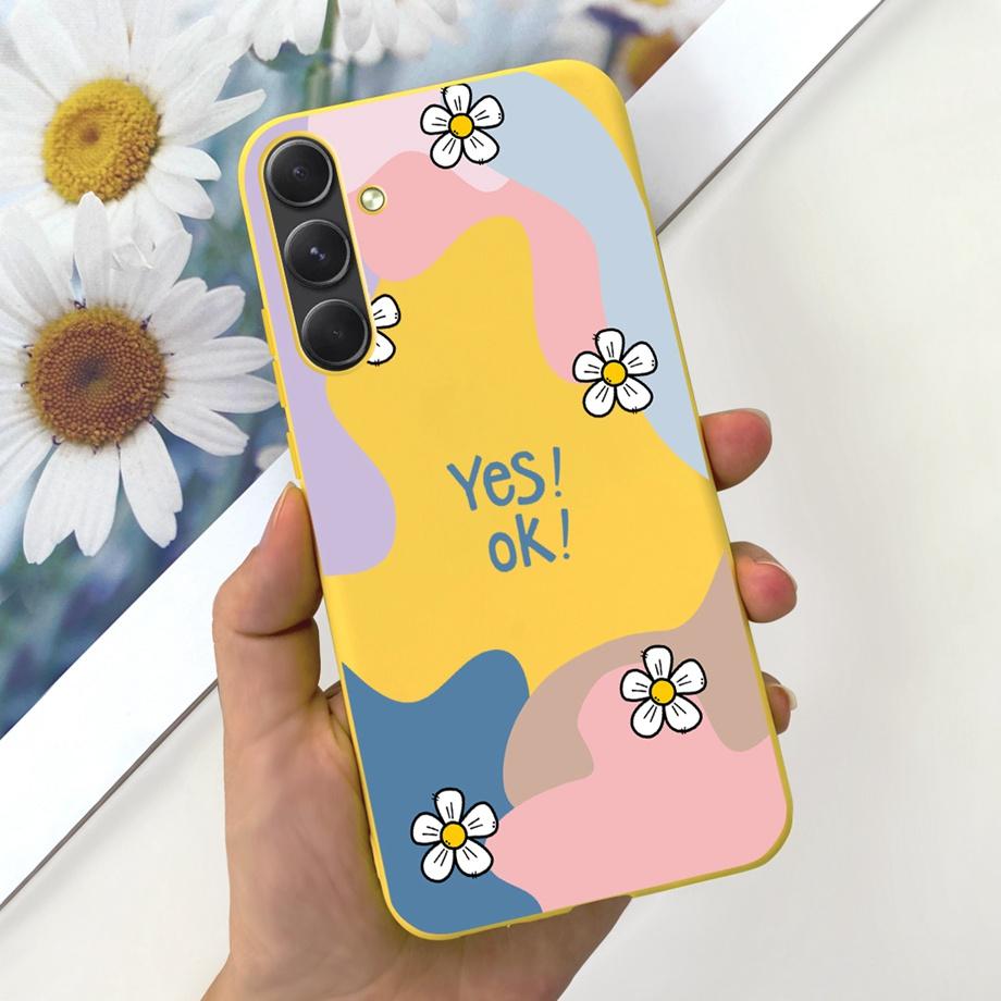 For Funda Samsung Galaxy A55 5G Case Daisy Stylish Painting Soft SIlicone TPU Bumper For Samsung A55 A55 5G GalaxyA55 Coque Etui