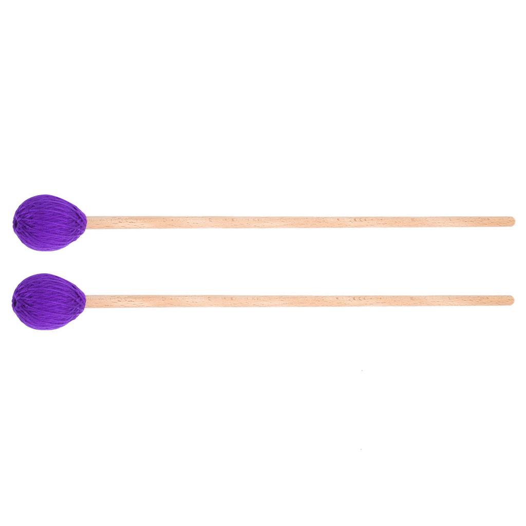 1 Pair Marimba Stick Mallets Beech Handle Xylophone Instrument Accessories Blended YarnPurple