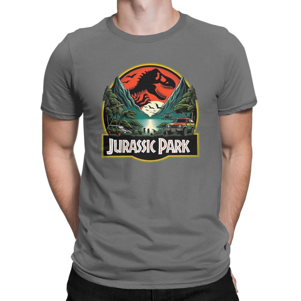 Vintage Jurassic Park TShirt for Men O Neck Pure Cotton T Shirts  2025 Movie Short Sleeve Tee Shirt Gift Idea Tops
