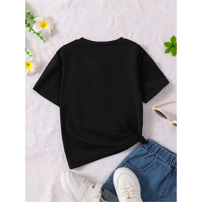 European Sizes ' Cute Bee T-Shirt - Bee Print with Smiling Bee & Honey Pot, Short Sleeve Round Neck Summer Top for Kids Party Outfit