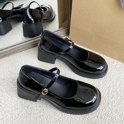 Lackierte Mary Jane-Schuhe mit klobigem Absatz, Damen-Uniformschuhe im britischen College-Stil, modisch und bequem