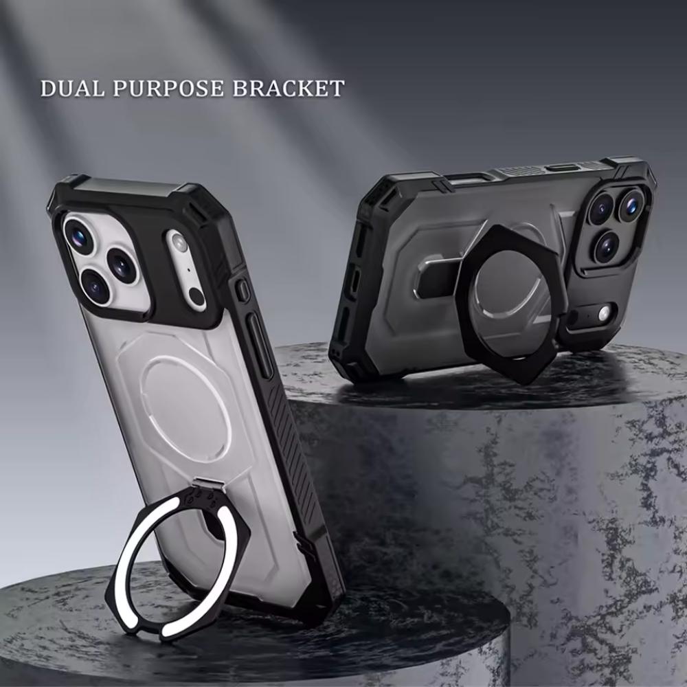 Heavy Military Armor Shockproof Case For iPhone 17 Pro Max 17 Air 17 Pro Magsafe Magnetic Ring Stand Holder Hard Cover