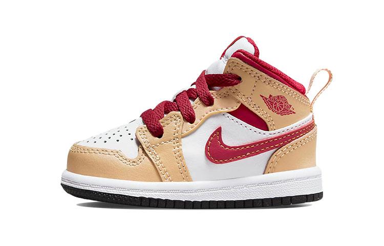 

Jordan 1 Mid Light Curry Cardinal TD 640735-201 23.5