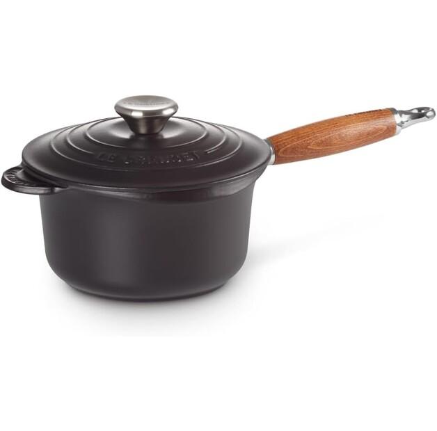Кастрюля Le Creuset профессиональная с деревянной ручкой 18 см черная глянцевая (21139181402460)