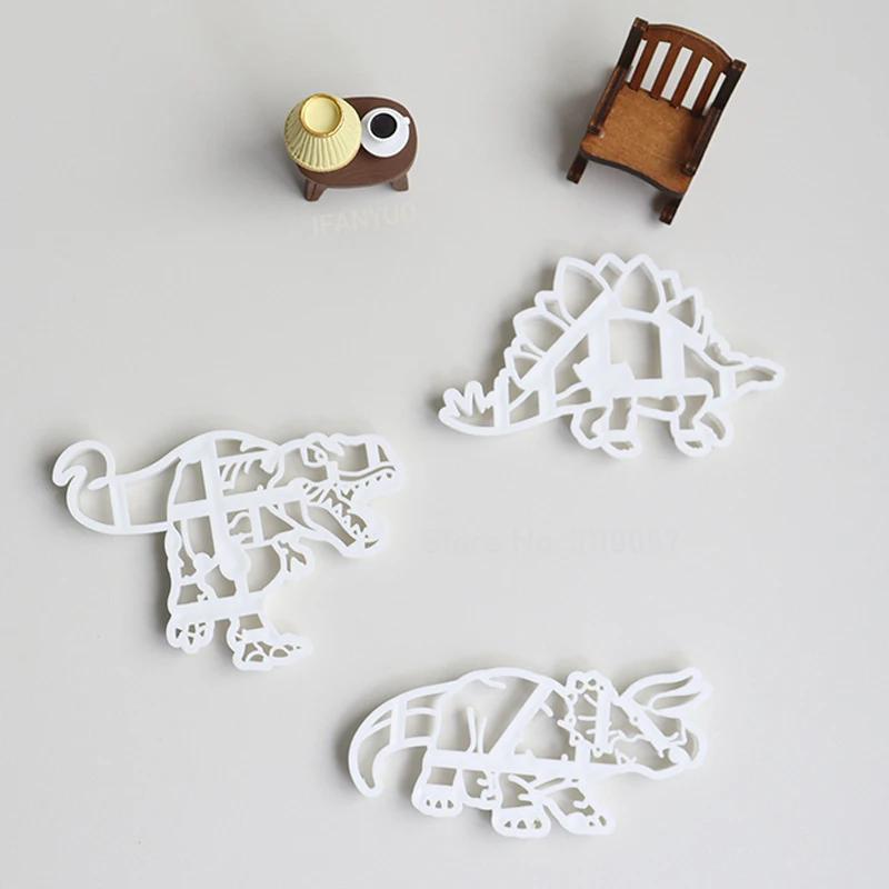 2023 Dinosaur Cookie Cutters Mold Dinosaur Biscuit Embossing Mould Sugarcraft Dessert Baking Mold Cake Kitchen Accessories Tools