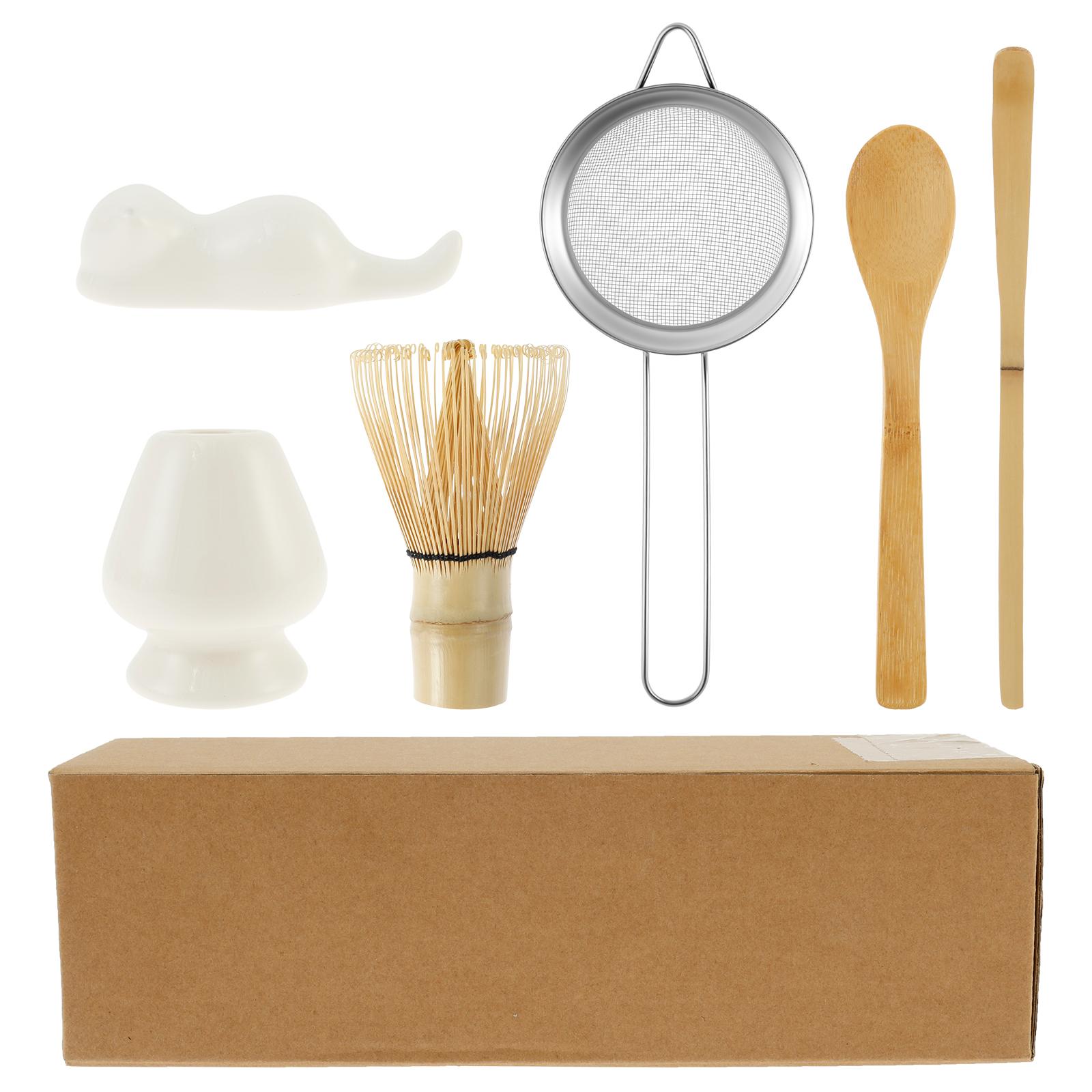 

Japanese Matcha Tea Set Accessories with Stirrer Stand Stainless Steel Sieve Bamboo Spoon Stirrer Spoon Stand Matcha Making Tool
