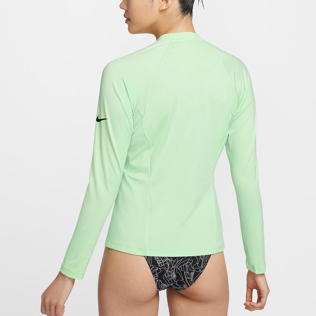 Nike Swim Outdoor Brand Logo Print Casual Sports Zip Long Sleeve UV Protection Sun Protection Women Tops Steam-Green FZ6336-376