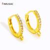 14K/18K Gold Plated Brass Round Earring Hooks Clasps Fittings,Inlaid Zircon Earring Fixtures For DIY Earring Making Accessories