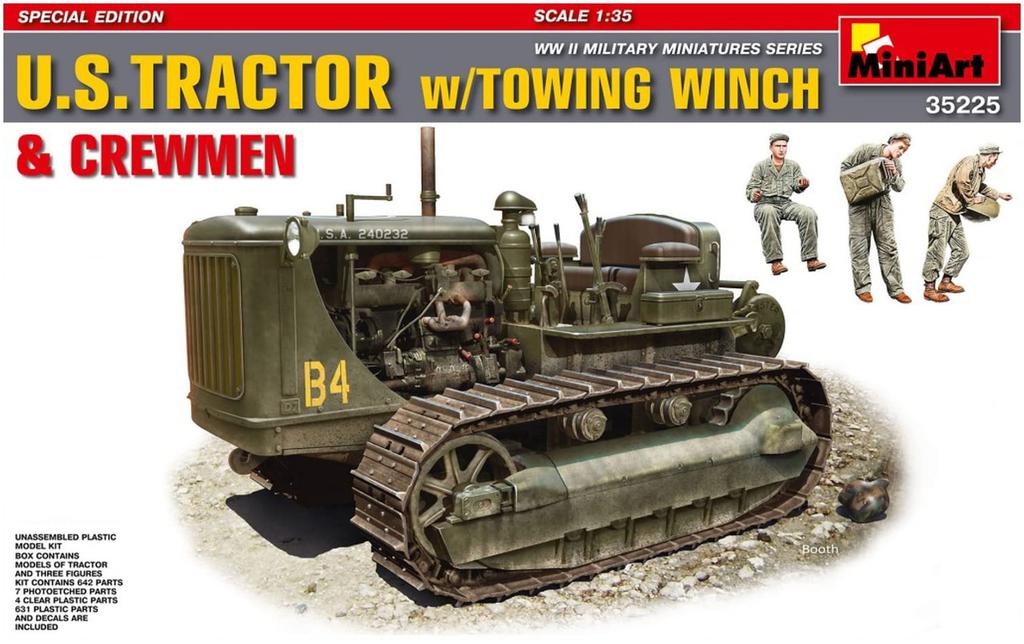 MiniArt US Military Tractor with Towing Winch and 3 Soldiers MA35225 Plastic Model 1/35