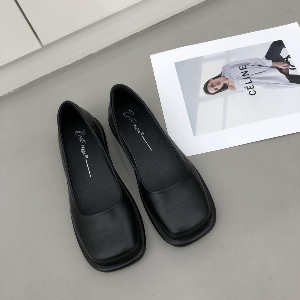 Fashion Women Flat Shoes French Black Square Toe Mary Jane Single Shoes 2024 New Soft Leather Shoes  Flats Women Shoes  Loafers  DRESS