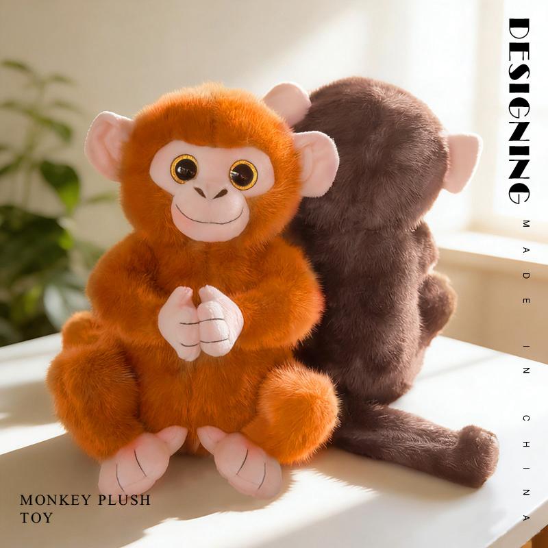 27CM Cute Kawaii Monkey Plush Soft Comfort Stuffed Dolls Decor Pillow Cartoon Animals Golden Monkey Doll Christmas Gifts