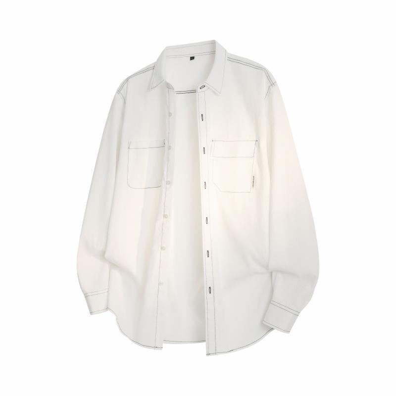 Spring And Autumn Men'S Solid Color Lapel Long Sleeve Shirt Men'S Loose Casual Shirt Jacket