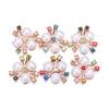 10PCS Pearl Flower Rhinestone Buttons Sparkling Crystal Hairpins Decoration Apparel Sewing Decor Craft Buttons DIY Accessories