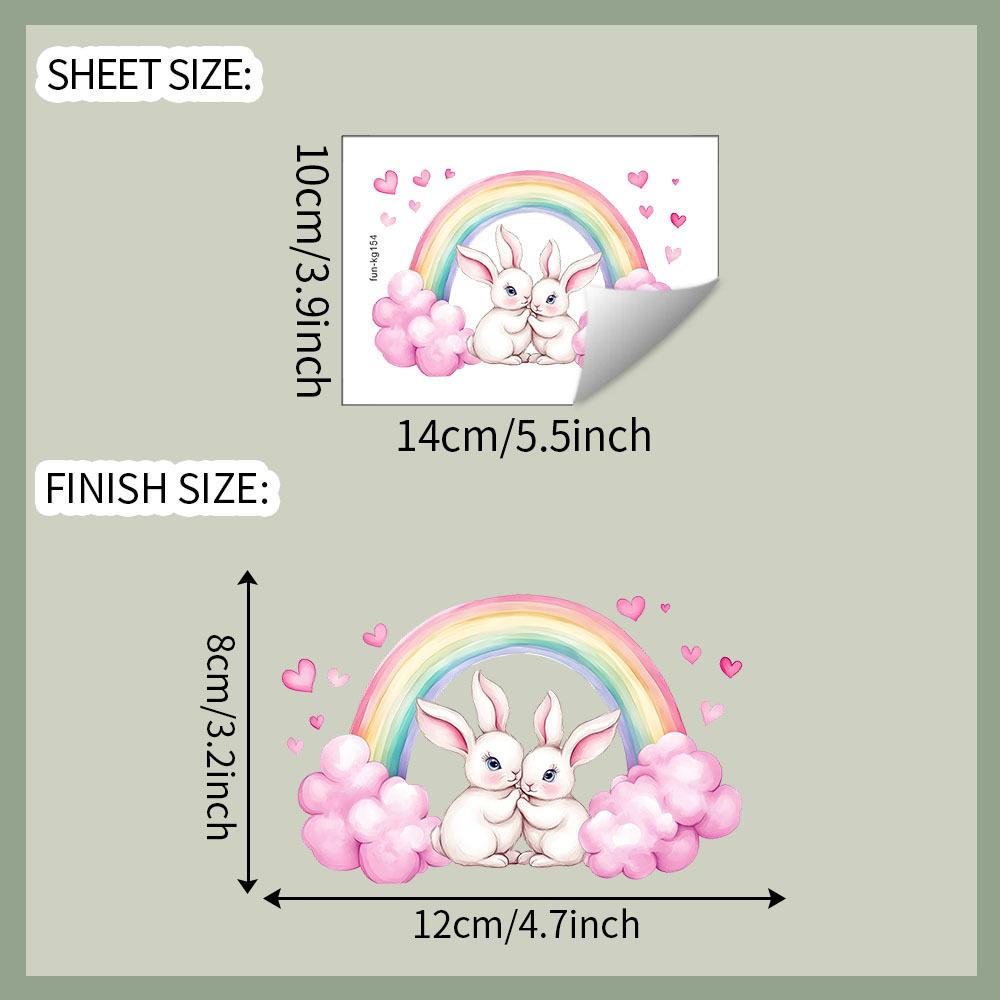 

Мультяшная пара кроликов, радуга, спальня, гостиная, наклейки на стену для украшения фона выключателя