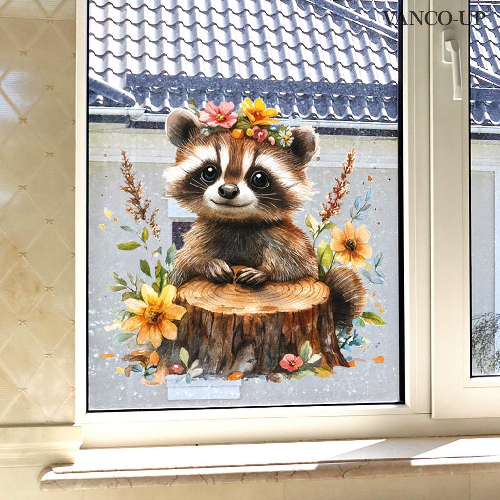 Cartoon Animal Floral Butterfly Window Stickers, PVC Static Cling Glass Decals for Window Storefront Home Decoration