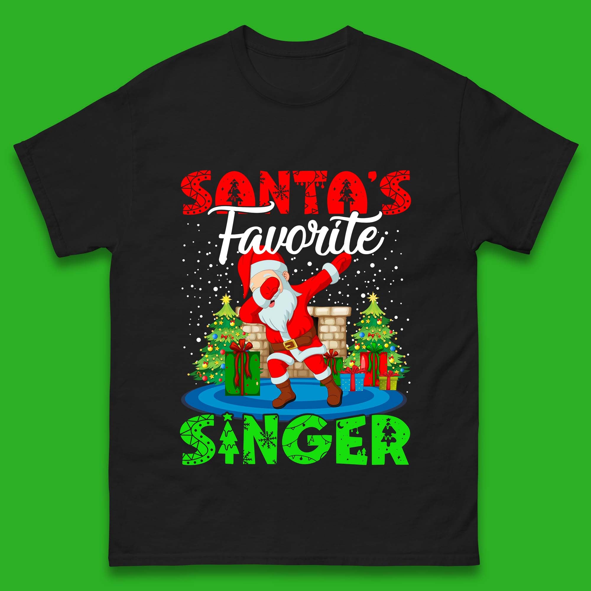 Christmas Santa s Favorite Singer Dabbing Santa Mens T Shirt Womens Tops Tees Christmas Top XL