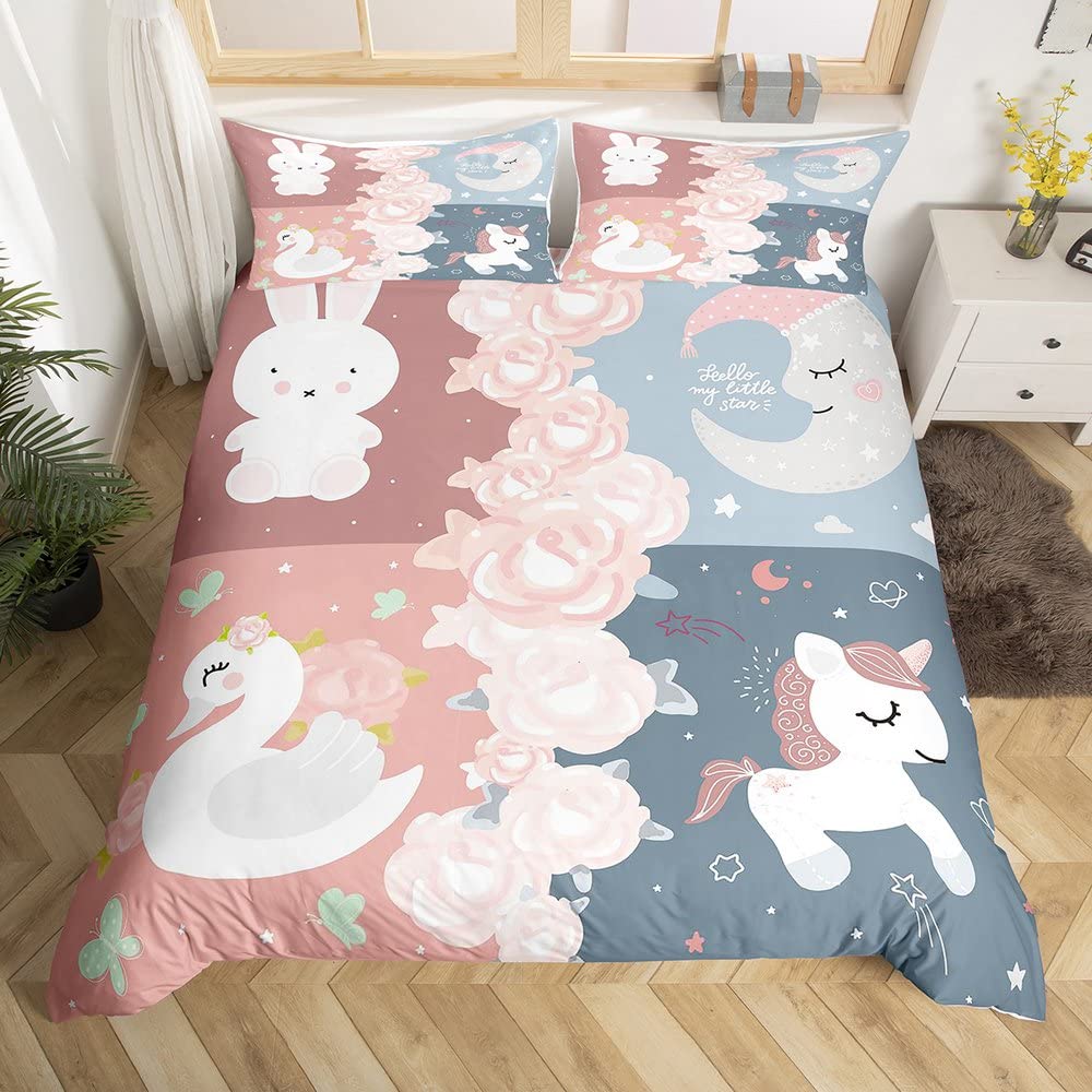 Swan Duvet Cover King Queen Beautiful Elegant White Animal Bedding Set Kid Teens Adults Wildlife Lake Soft Quilt Cover