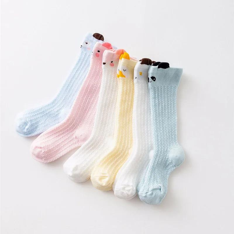 Cartoon Animal Baby Calf Socks Summer Breathable Mesh Cotton Infant Boys Girls Knee High Socks Cute Soft Elastic Toddler Long Socks