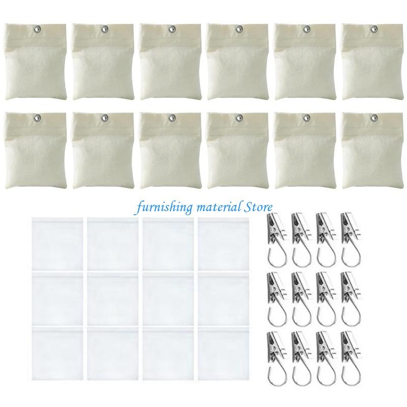 Y5GD Outdoor Weighted Curtain Anchors with Seal Bags Thickened Canvas Material & Rustproof Clip 12pcs For Wind Resistance