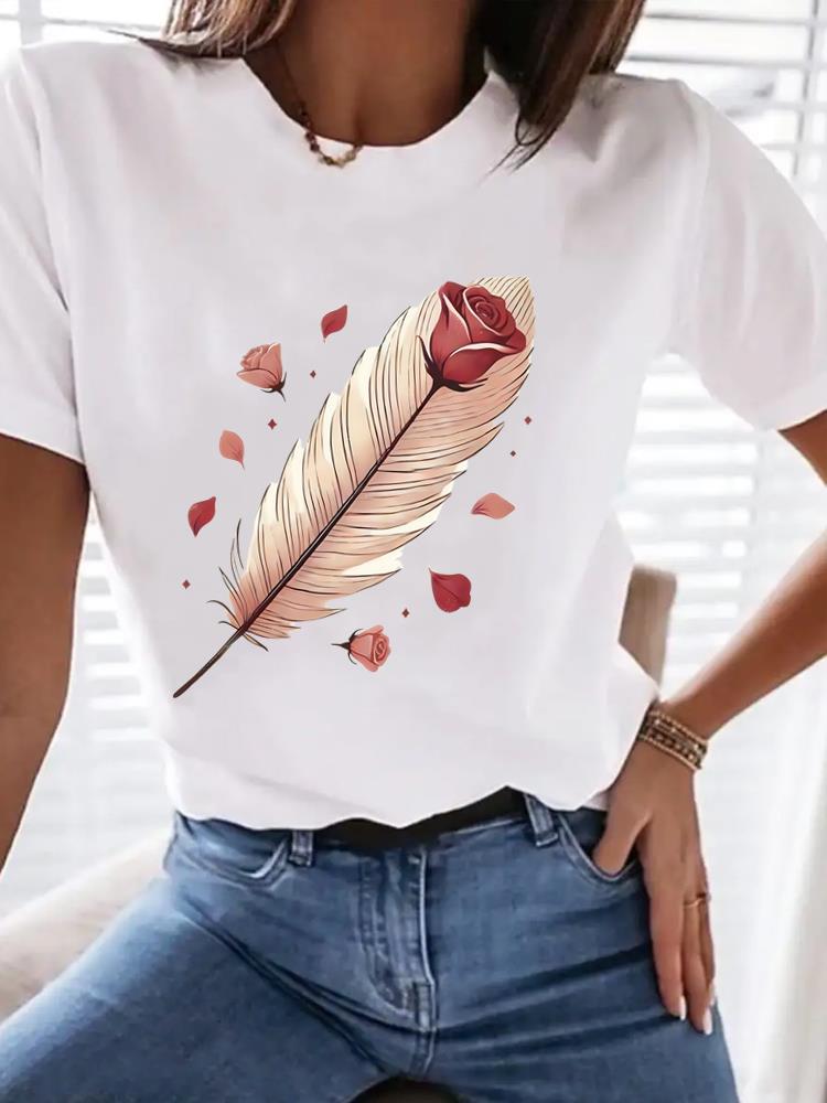 (Asian Size) Tee Top Butterfly Sweet 90s Trend Women Clothing T Shirt Woman Print Fashion  Female Short Sleeve Graphic T-shirts