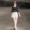Elegant French Style Polka Dot Three-Quarter Sleeve Blouse