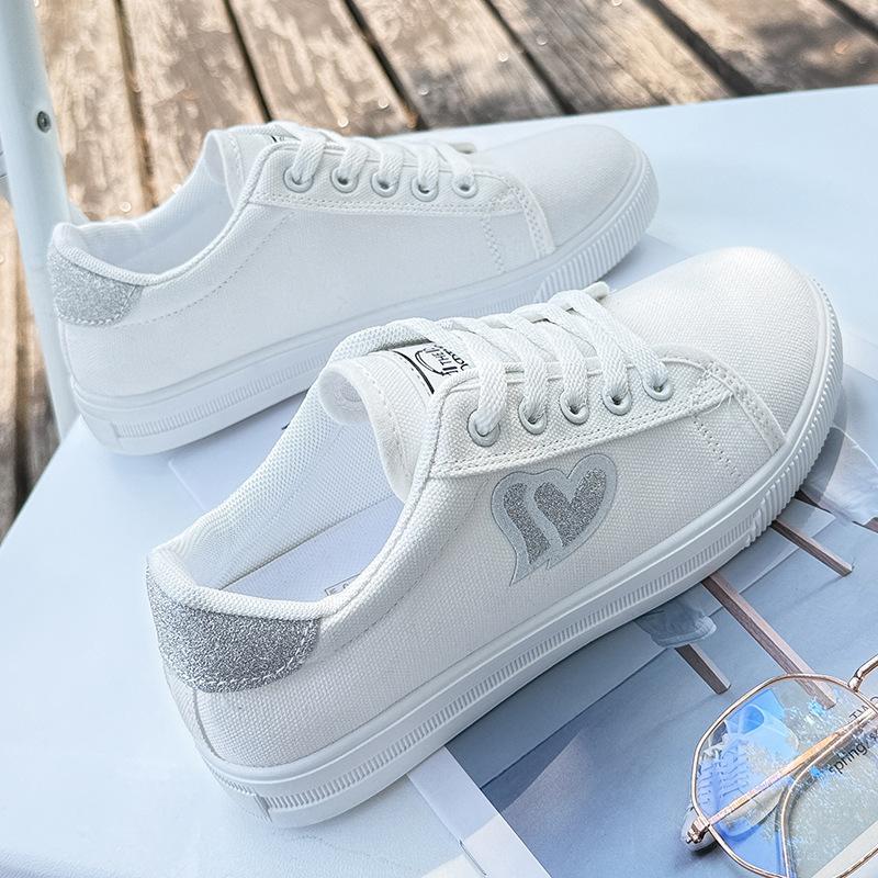 Nová móda Velká velikost Bílé boty Ploché ležérní boty Všestranné Měkká podrážka Prodyšné Pohodlné Plátěné boty De Mujer