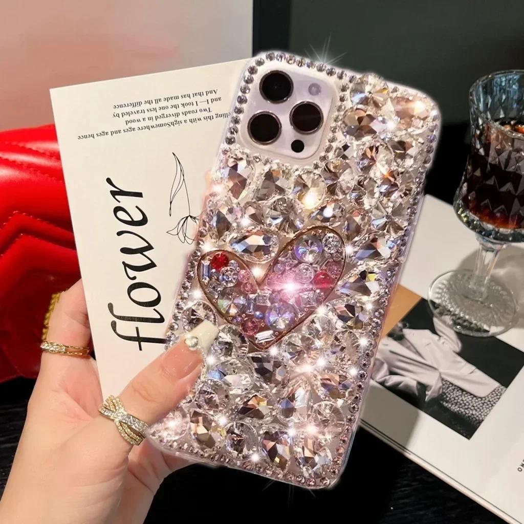 

Luxury Crystal Heart Bling Diamond Phone Case For Google Pixel 9 Pro XL 10 9A 8 8A Pixel 7 Pro 7A 6 6A Glitter Bling Hard Cover for google 8 серебряный