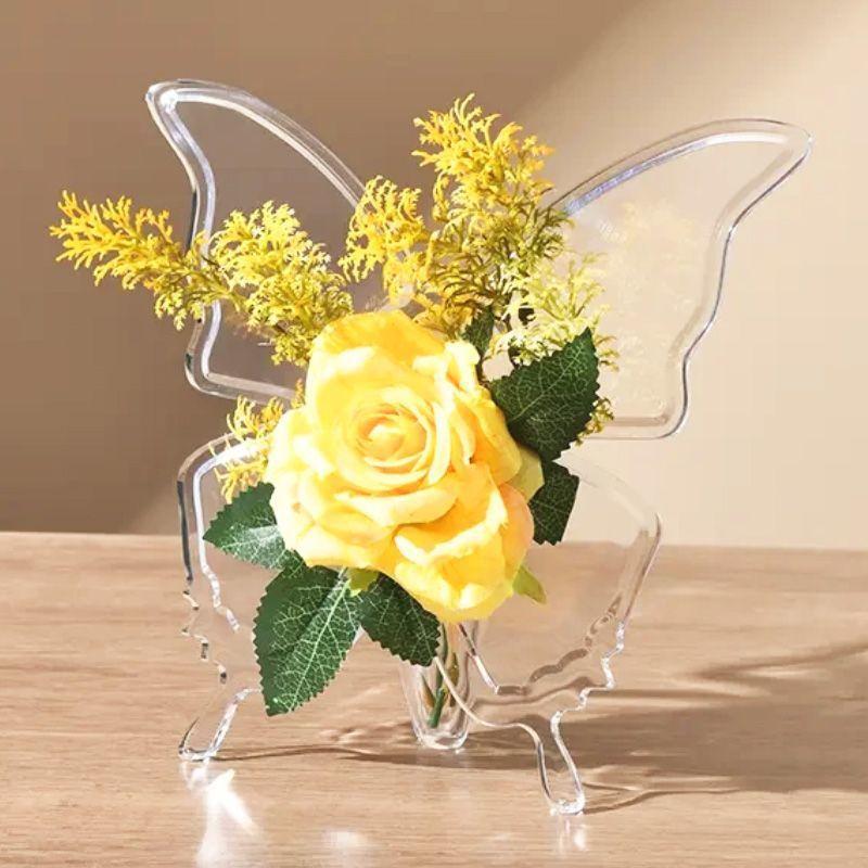 1PC Transparent Butterfly Vase | Modern Luxury Minimalist Decoration for Desk and Living Room Displays, Hydroponic Plant Containers for Hallways