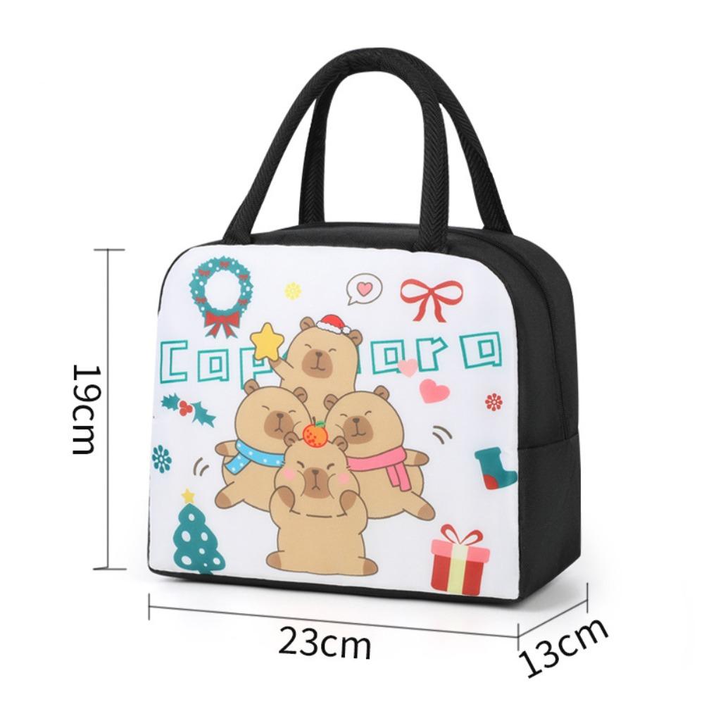 Cartoon Capybara Lunch Bag Insulated Food Container Portable Thermal Box Bag for School Eco-Friendly Meal Tote for Kids