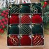 12 pezzi di decorazioni per l'albero di Natale in velluto, palline colorate dipinte, decorazioni festive per la casa e il matrimonio