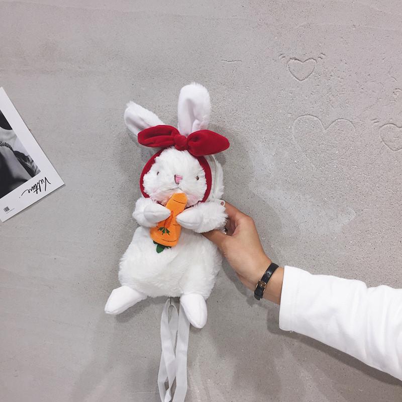 Plush Bunny Phone Bag With Zipper Closure For Daily Casual Wear