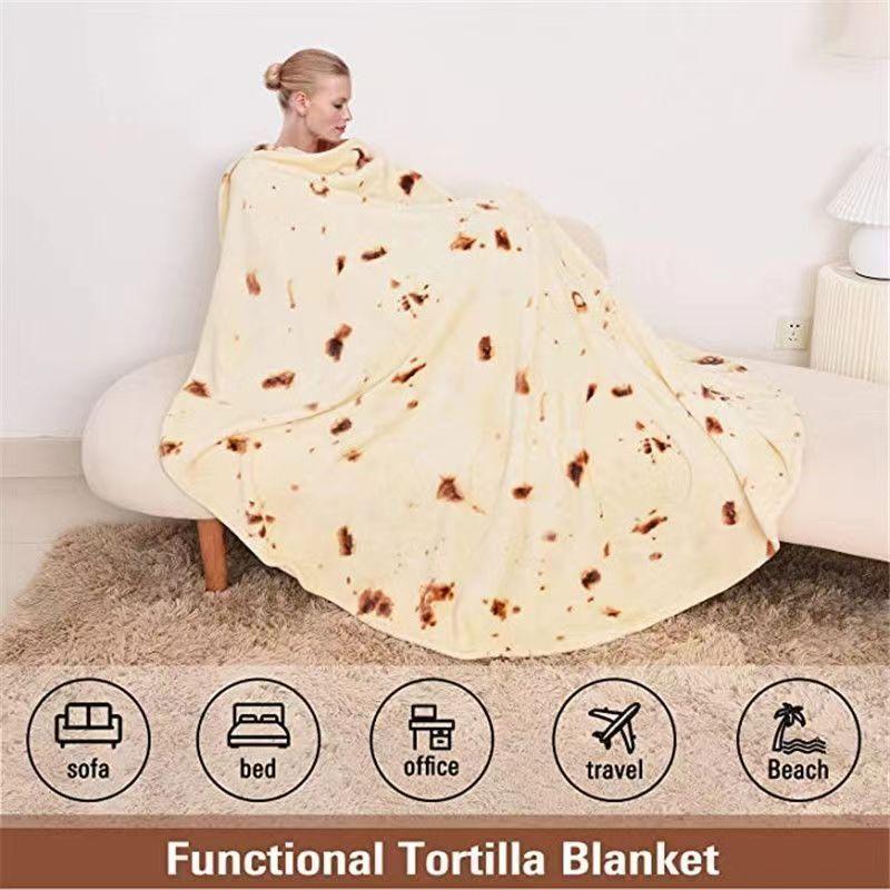 Round Pancake Food Blanket  Flannel High-definition Printed Soft Warm Throw Blankets Indian Pancake Watermelon Egg Style Office Blanket