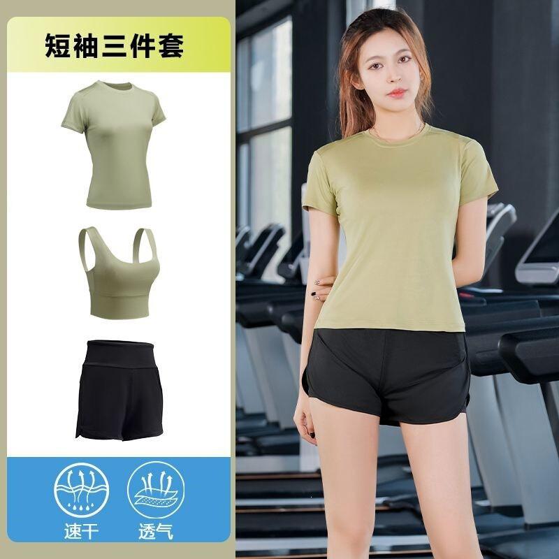 Womens Quick-Dry Sport Set Running Yoga Gym Workout 3-5 Piece Activewear With Shorts Or Pants