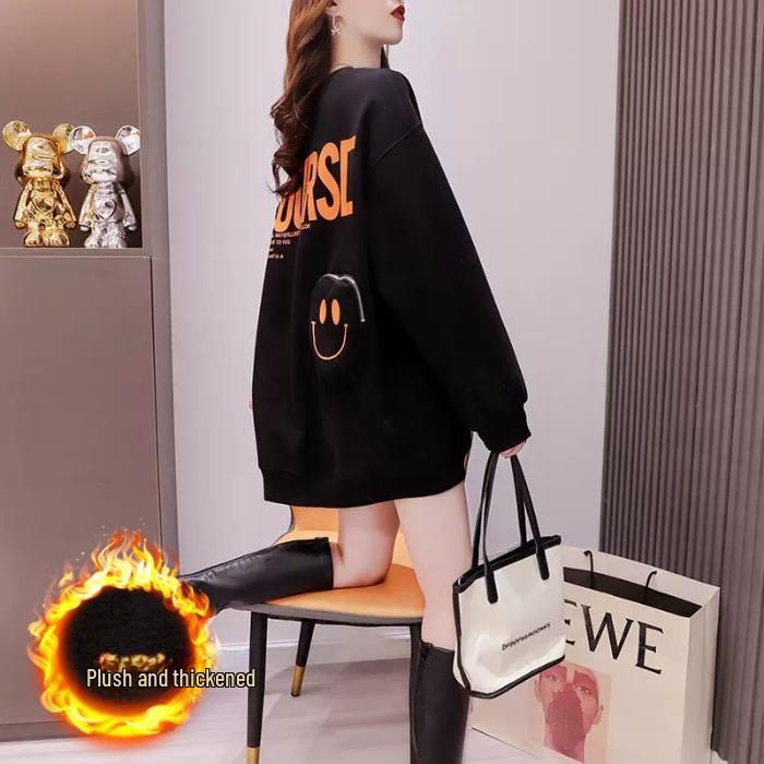 

6020# Качественная вышитая толстовка Douyin: Китайский хлопок, бархат из серебристой лисы, воротник сзади, карманы на молнии XXL чёрный