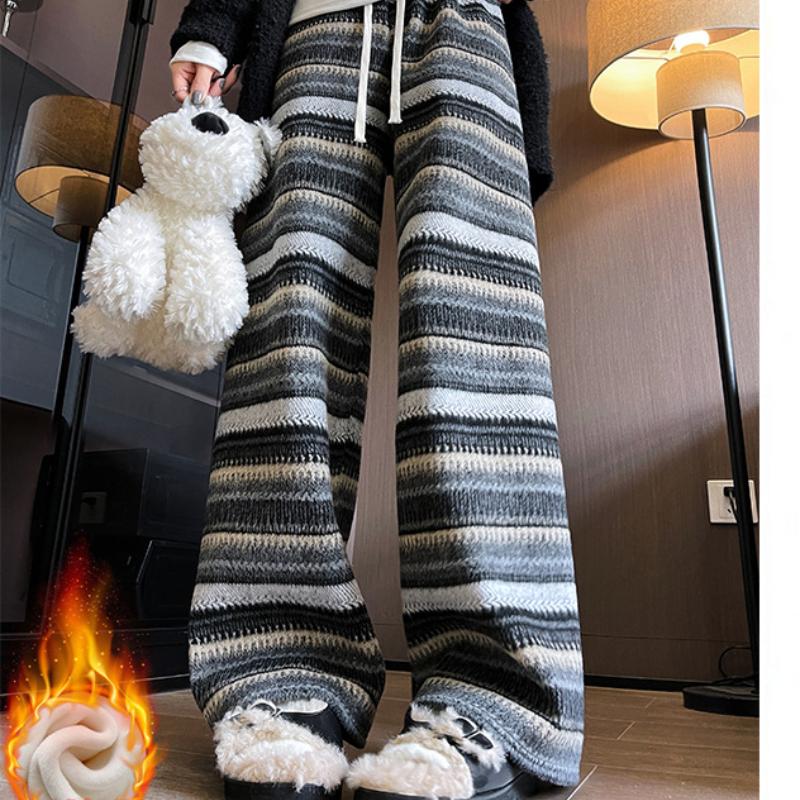 

Wide-leg Pants for Women s Autumn and Winter Pants for Women s Winter Style Lazy Retro Straight-leg Pants Casual Plus Velvet Women s Pants XL