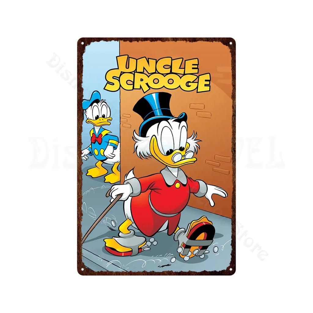 Metal Signs Donald Duck Uncle Scrooge Classic Animation Metal Poster Decorative Tin Painting Vintage Retro Kid Room Decor